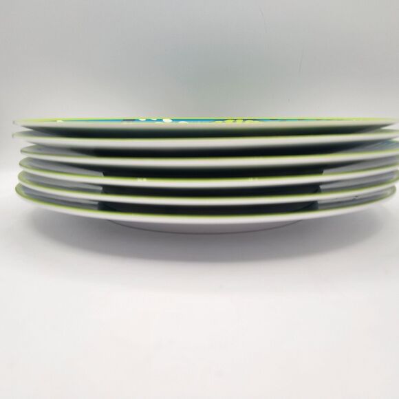 Sea Life Melamine 10.5" Dinner Plates Set of 6 Starfish Shells Coral Beach Pool - Picture 2 of 11